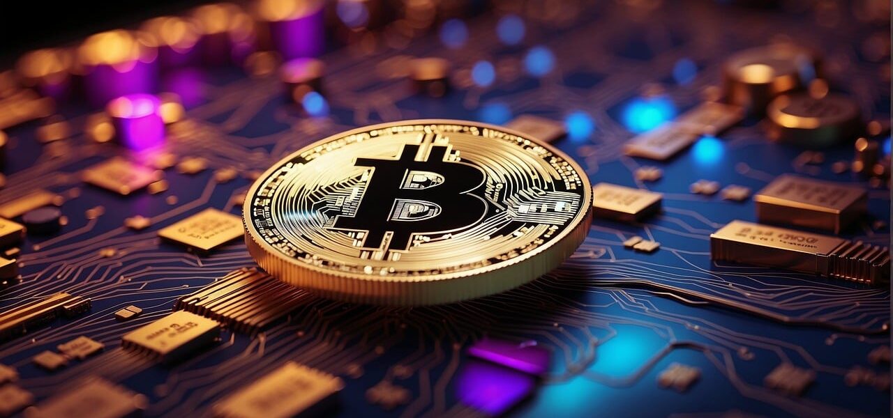 bitcoin, circuit board, cryptocurrency