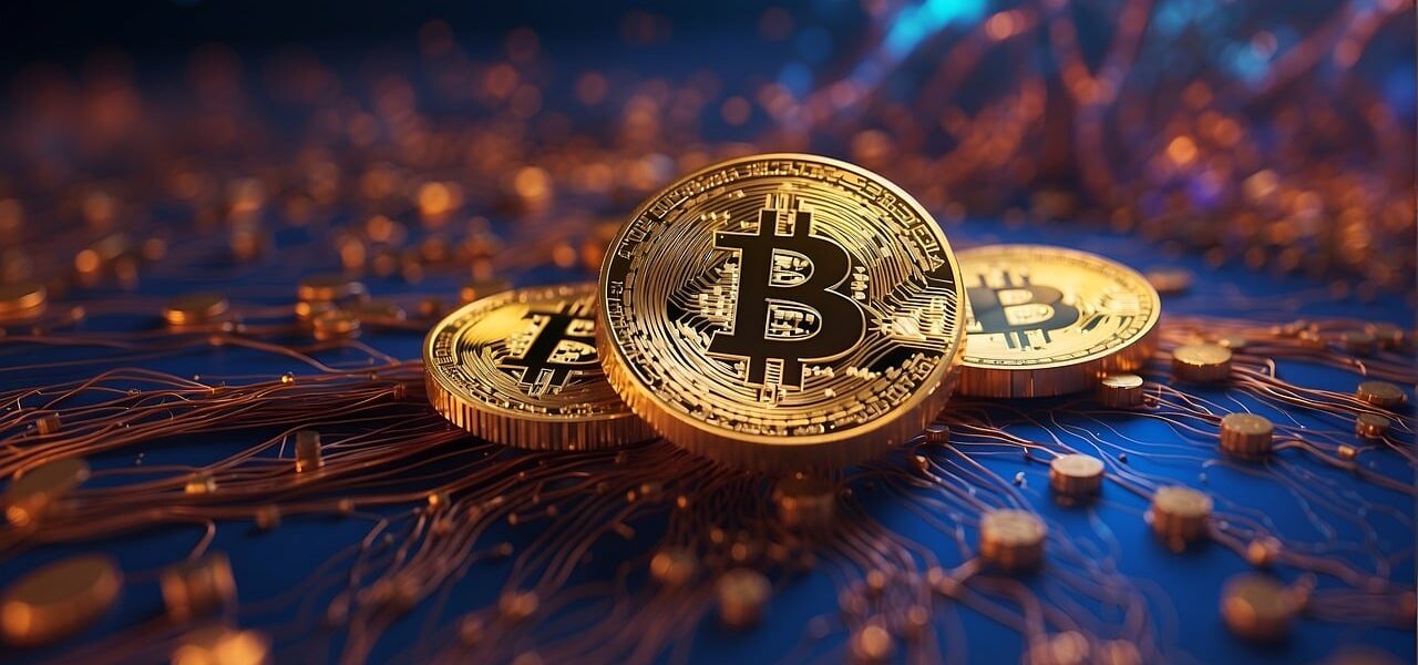 bitcoin, circuit board, cryptocurrency