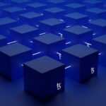 a group of blue cubes with numbers on them