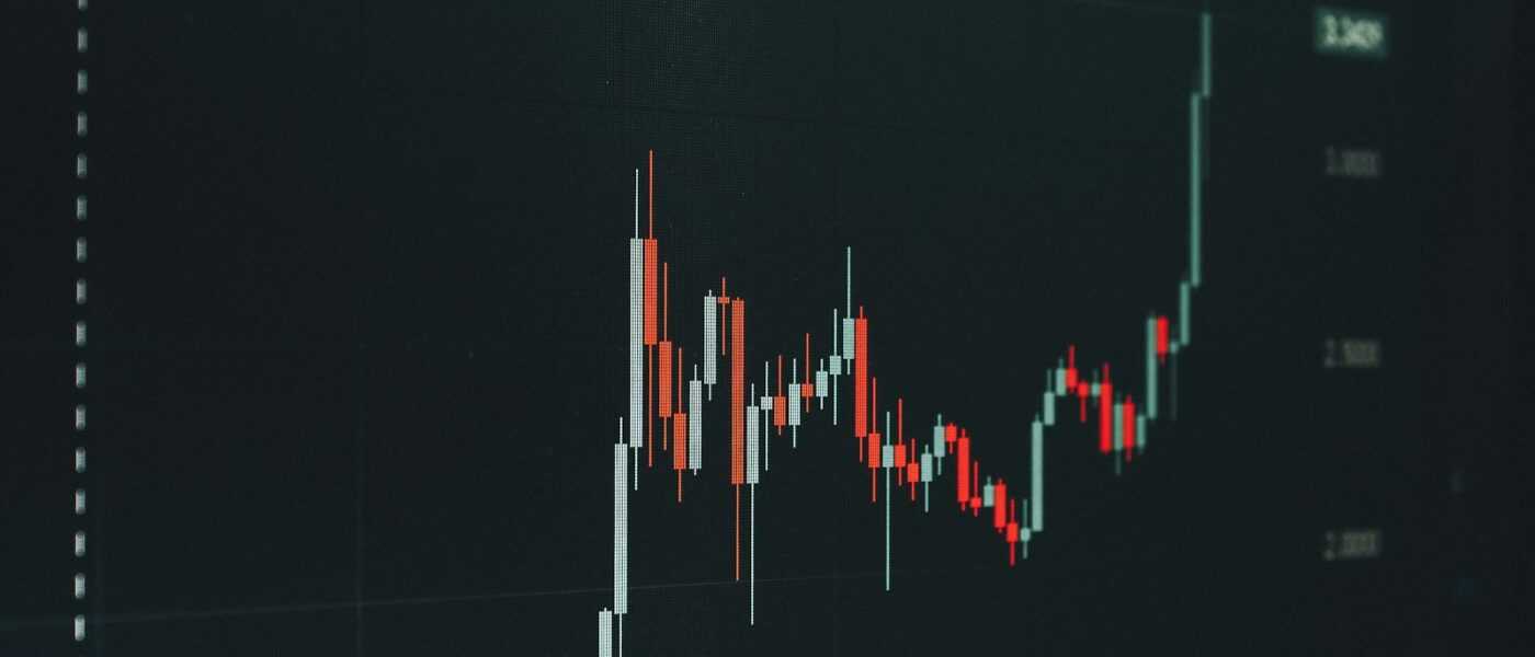 Stock market chart showing upward trend.
