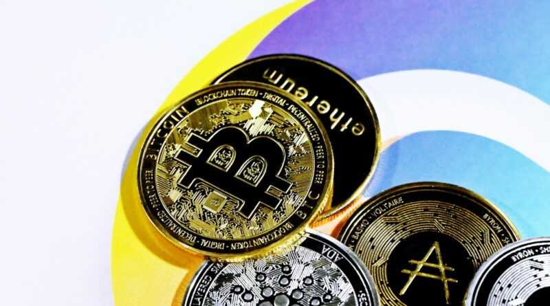 a pile of bitcoins sitting on top of each other