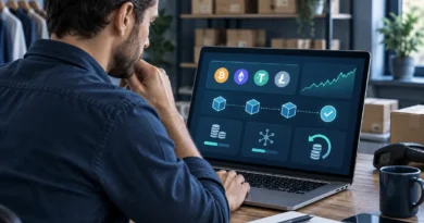 Przedsiębiorca analizujący zasady płatności kryptowalutowych w sklepie internetowym